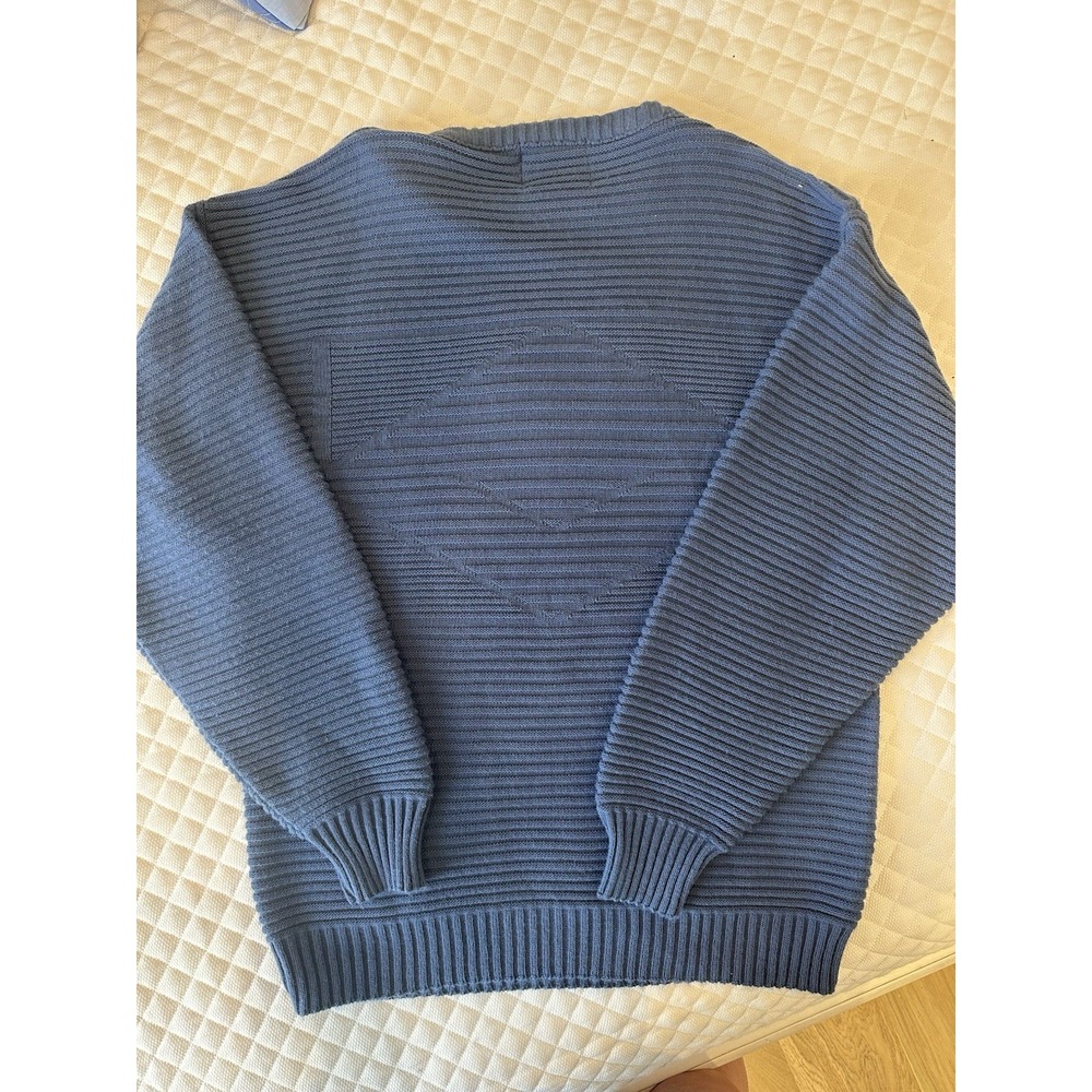 Vtg TOWN LONDON FOG Mens Sweater L USA Heather Blue Crew Neck Acrylic Grandpa